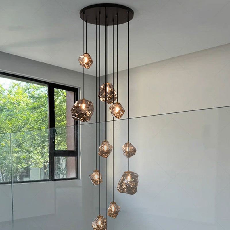 Multi-head pendant light adjustable hanging height design