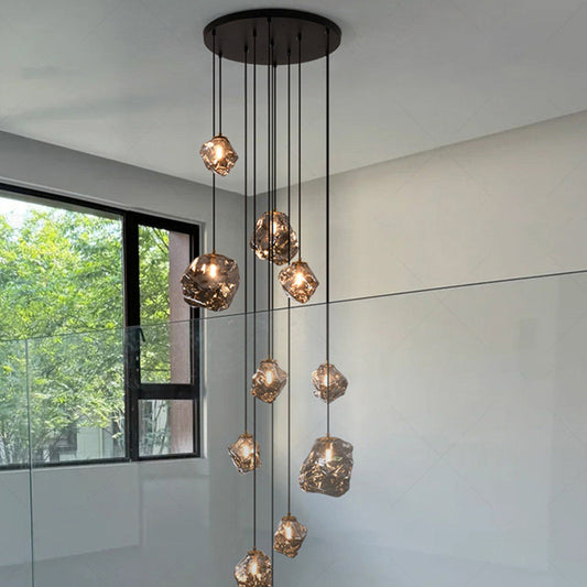 Multi-head pendant light adjustable hanging height design